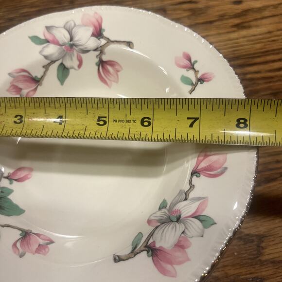 SIX Homer Laughlin Pink Dogwood Blossom RIMMED Soup Cereal Bowls Gold Edge EXC!!